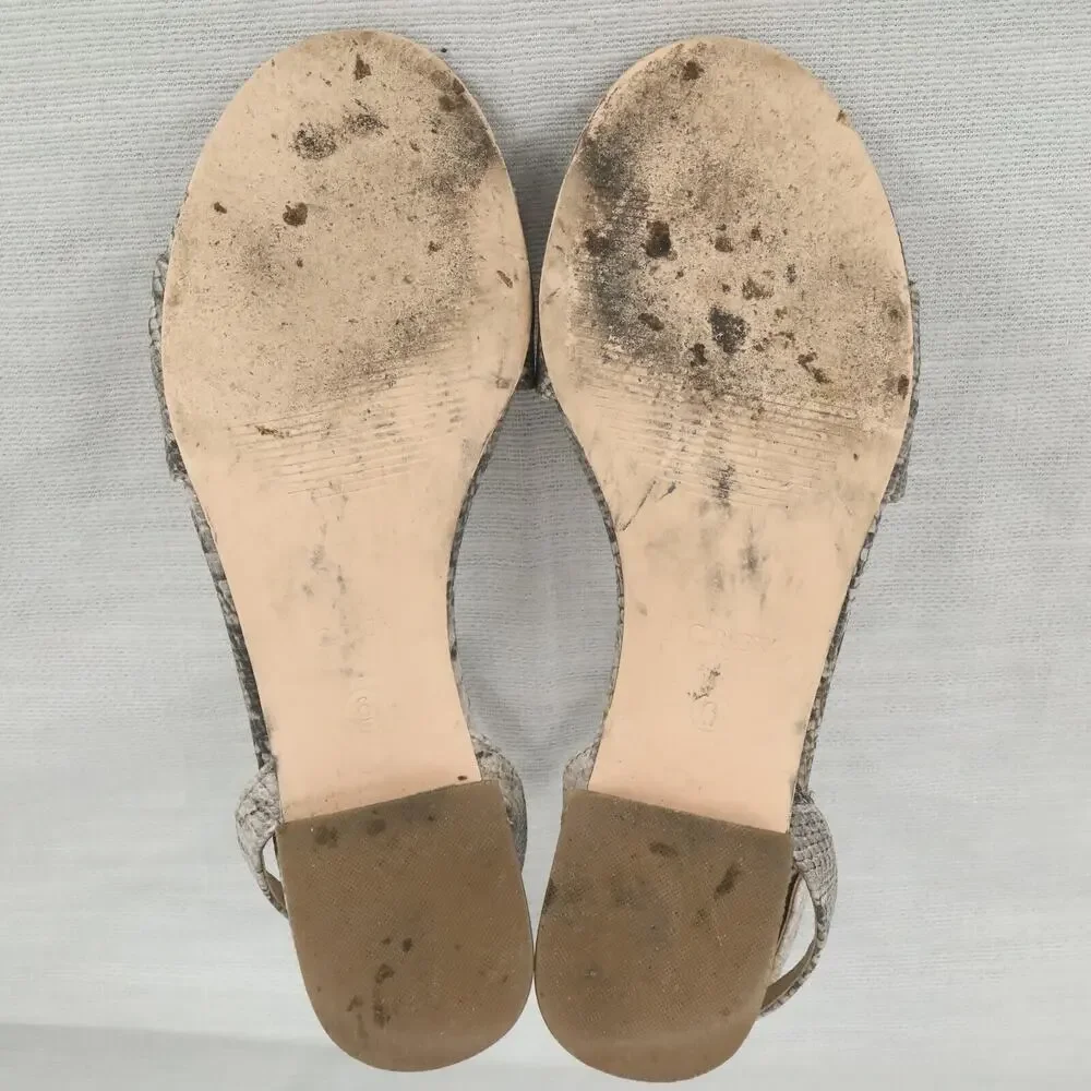 J Crew Sandals Womens 6 M Gray Animal Print Block Heels Ankle Strap Shoes